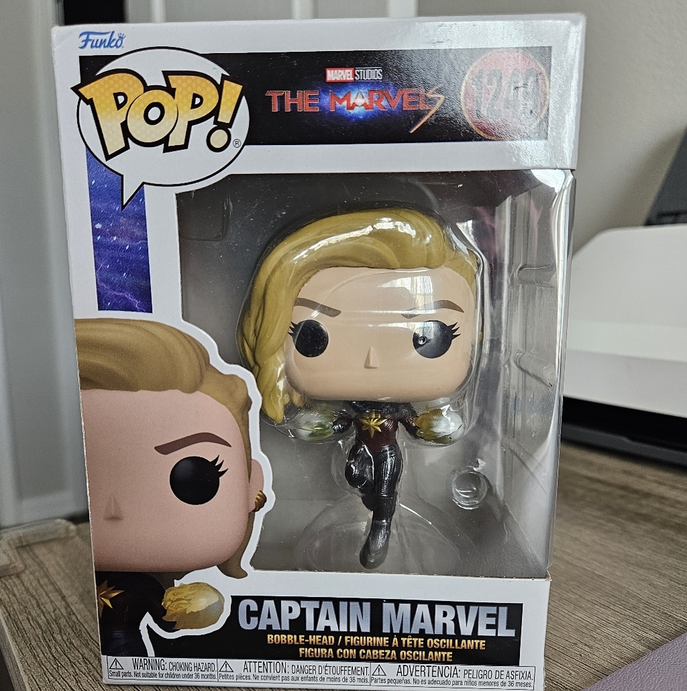 Funko Captain Marvel Figure - Blonde Hair, Red, Black & Gold Suit